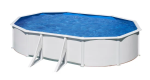 Piscina elevada de acero galvanizado blanca ovalada 5x5x1.2 m con depuradora de cartucho y escalera de seguridad GRE - Imagen 2