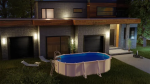 Piscina elevada de acero galvanizado blanca ovalada 5x5x1.2 m con depuradora de cartucho y escalera de seguridad GRE - Imagen 3