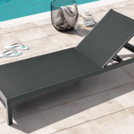 OUTFLEXX Tumbona con ruedas, antracita mate, aluminio, 193x60x32,5cm, respaldo ajustable